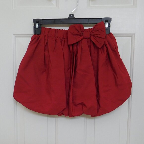 NWT H&M Deep Red Bubble Skirt Bow Trim At Waist sz 7 - Picture 1 of 1